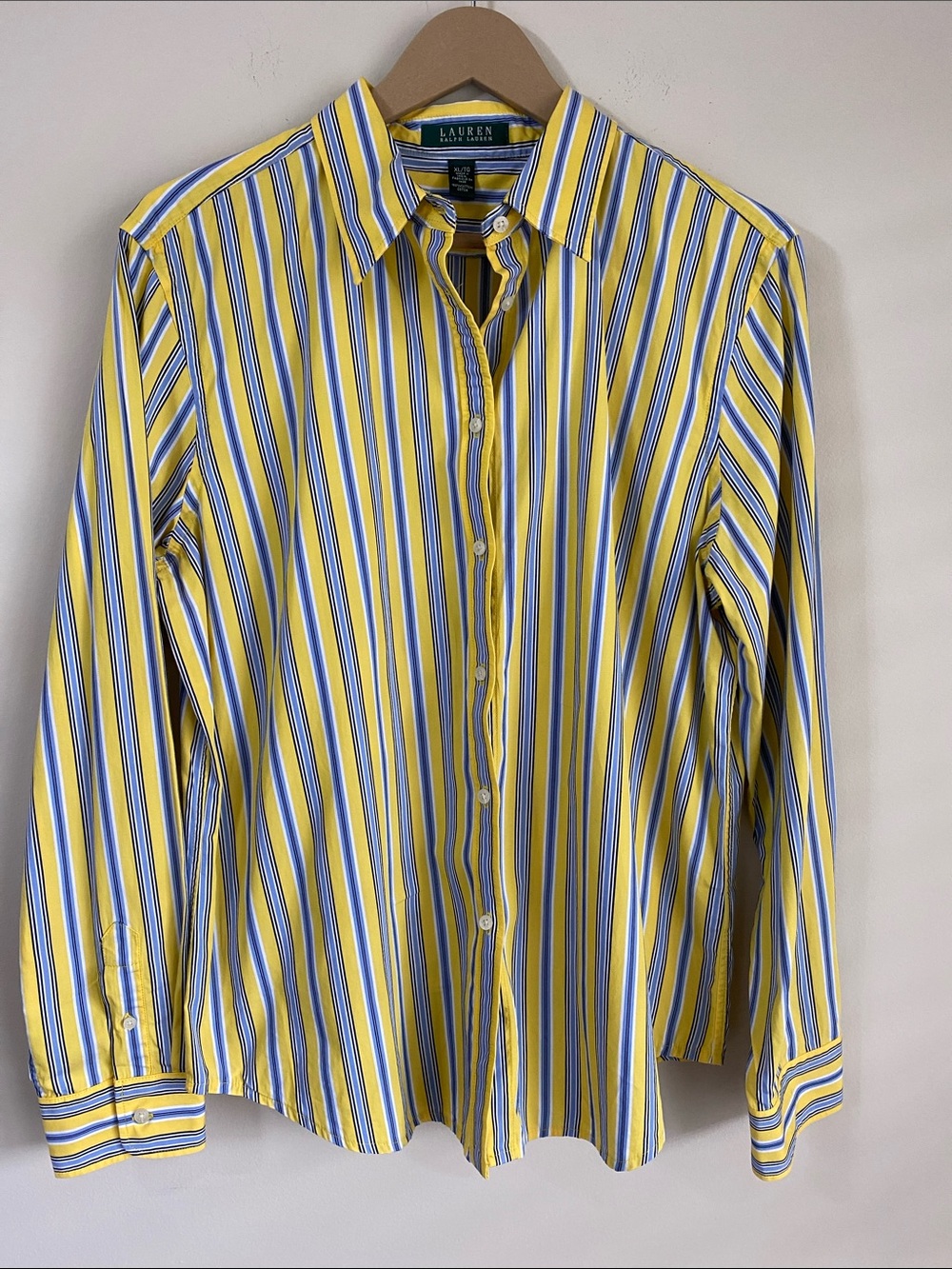 Lauren Ralph Lauren Yellow and Blue Striped Button-Down Shirt